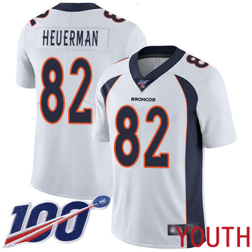 Youth Denver Broncos 82 Jeff Heuerman White Vapor Untouchable Limited Player 100th Season Football NFL Jersey
